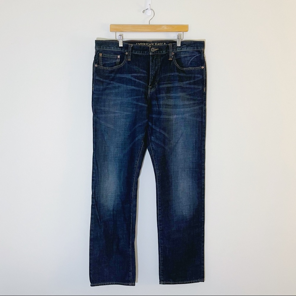 Men’s American Eagle Relaxed Straight Dark Wash Jeans Size 36x34